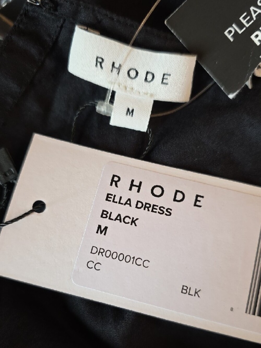 NEW $428 RHODE ELLA FLOWY COTTON MINI DRESS IN BLACK SIZE M - Picture 9 of 10